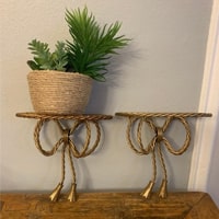 Gold Twisted Metal Bow Wall Shelves