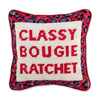 Classy Bougie Ratchet Quote Needlepoint Pillow