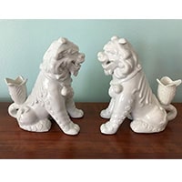 Porcelain Foo Dog Candle Holders